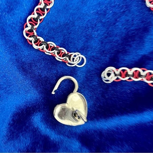 Padlock chainmail 16" necklace with key|Harley Quinn inspired|custom|hand made​​ - Picture 11 of 11